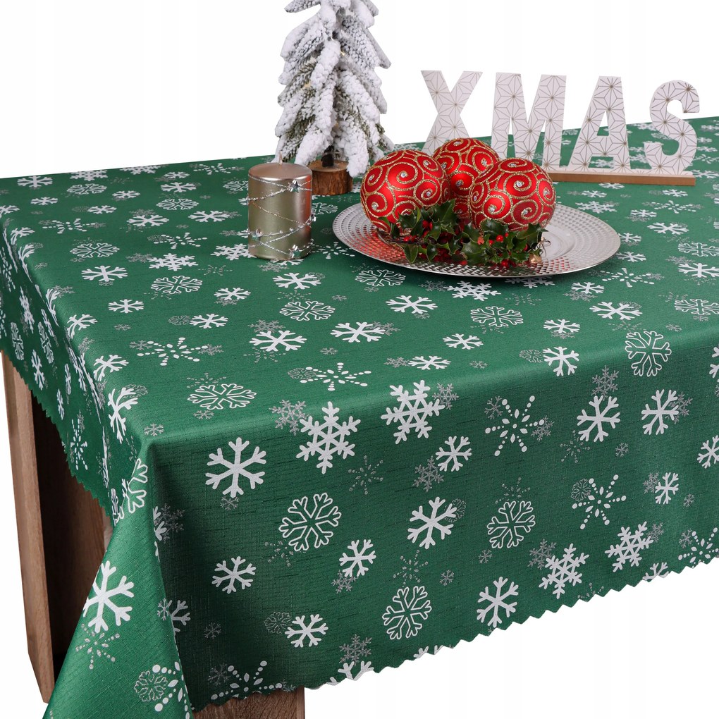 Abrosz karácsonyi 220x140 sötét zöld szenteste BN21 Hópehely csillag