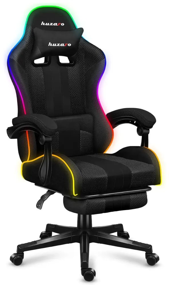Gamer szék, Force RGB hálós, lábtartóval, fekete