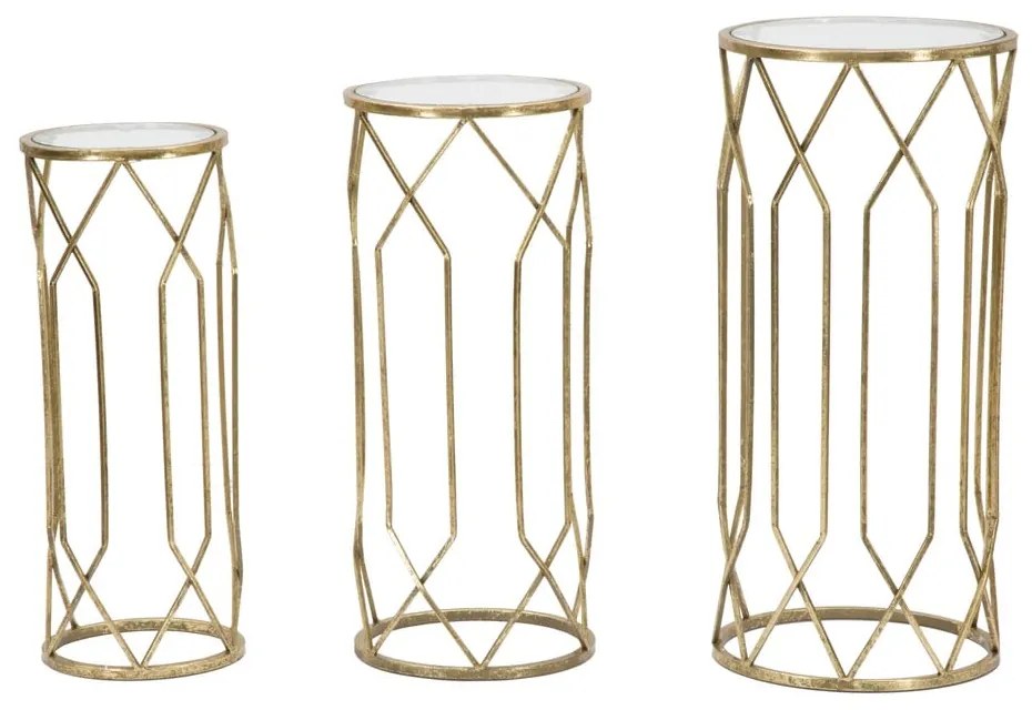 Kerek tárolóasztal szett üveg asztallappal, 3 db-os ø 32 cm Tunisi – Mauro Ferretti