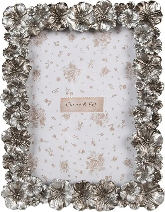 Ezüst képkeret hibiszkuszvirágokkal 13x18-as méretű képekhez