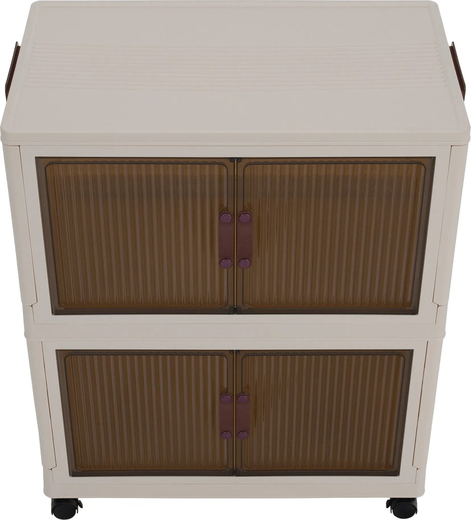 Összecsukható szekrény, fehér/barna, műanyag, POSA TYP 1