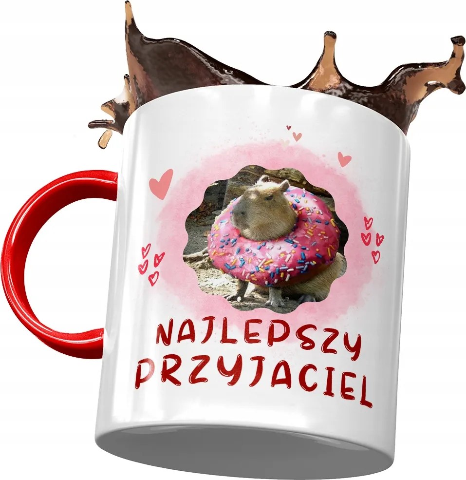 Piros Kapibara Bögre Születésnap Névnap Ajándék Nyomtatott Fotóval