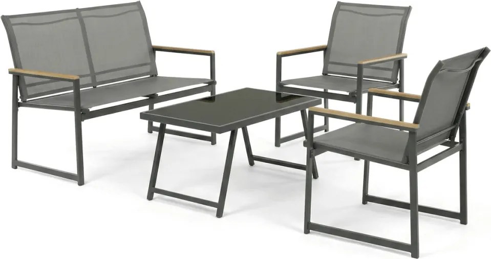 Kerti bútor garnitúra, hálós kivitel, szürke, AZS-S1212 GREY