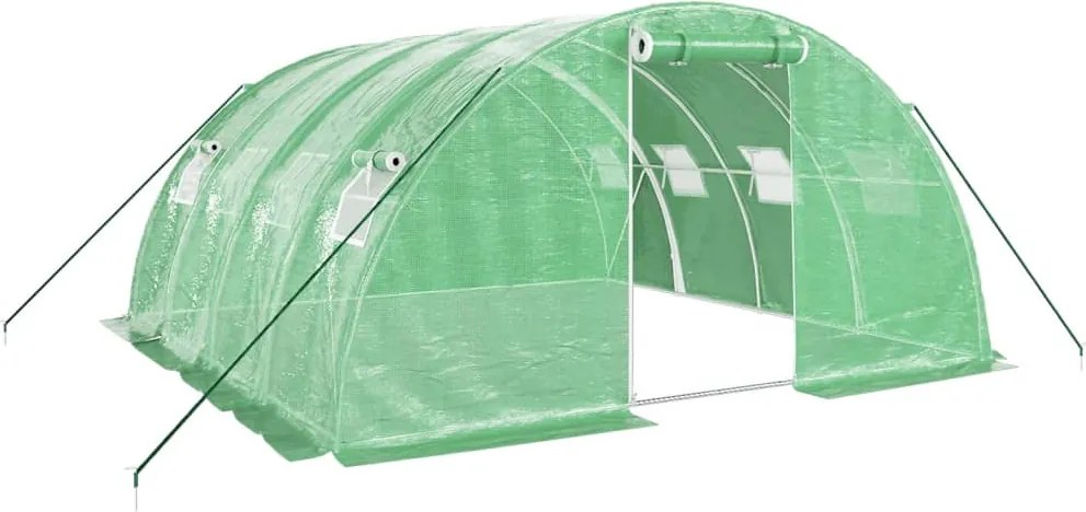 vidaXL zöld acélvázas melegház 16 m² 4 x 4 x 2 m