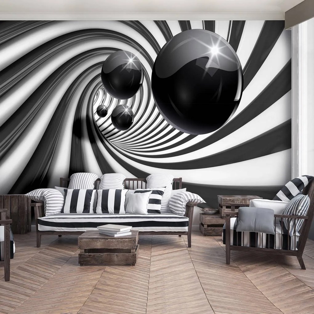 Fotótapéta - 3D fekete-fehér alagút (152,5x104 cm)