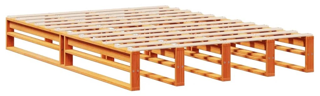 viaszbarna tömör fa könyvespolcos ágy matrac nélkül 140 x 190cm