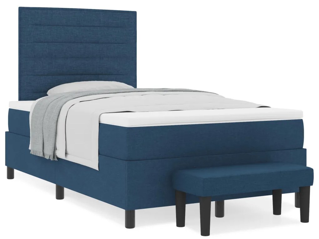 Box Spring Ágy Matraccal és Pad Kék 120x190 cm Szövet