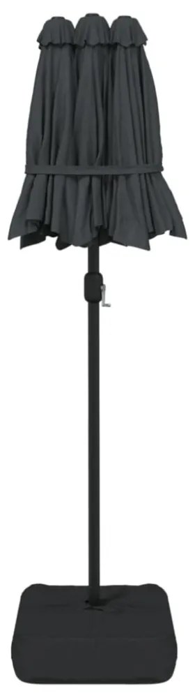 antracitszürke dupla tetős LED-es napernyő 316x145 cm