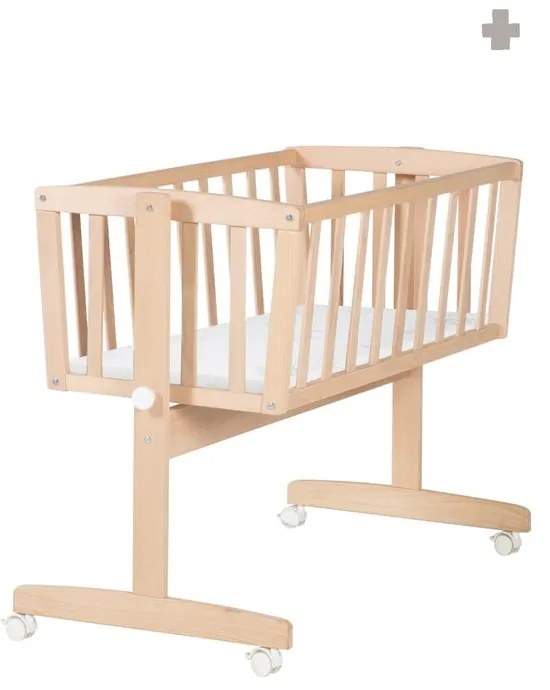 Natúr színű bükkfa gurulós-baldachinos bölcső 40x90 cm Adam and Owl – Roba