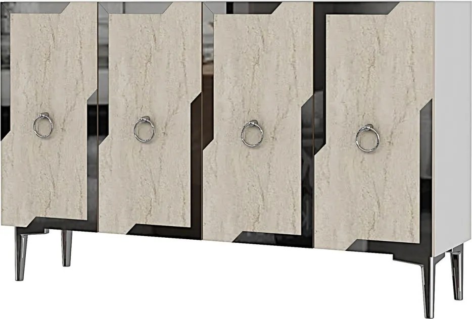 Seza 120 - White, Travertine, Silver