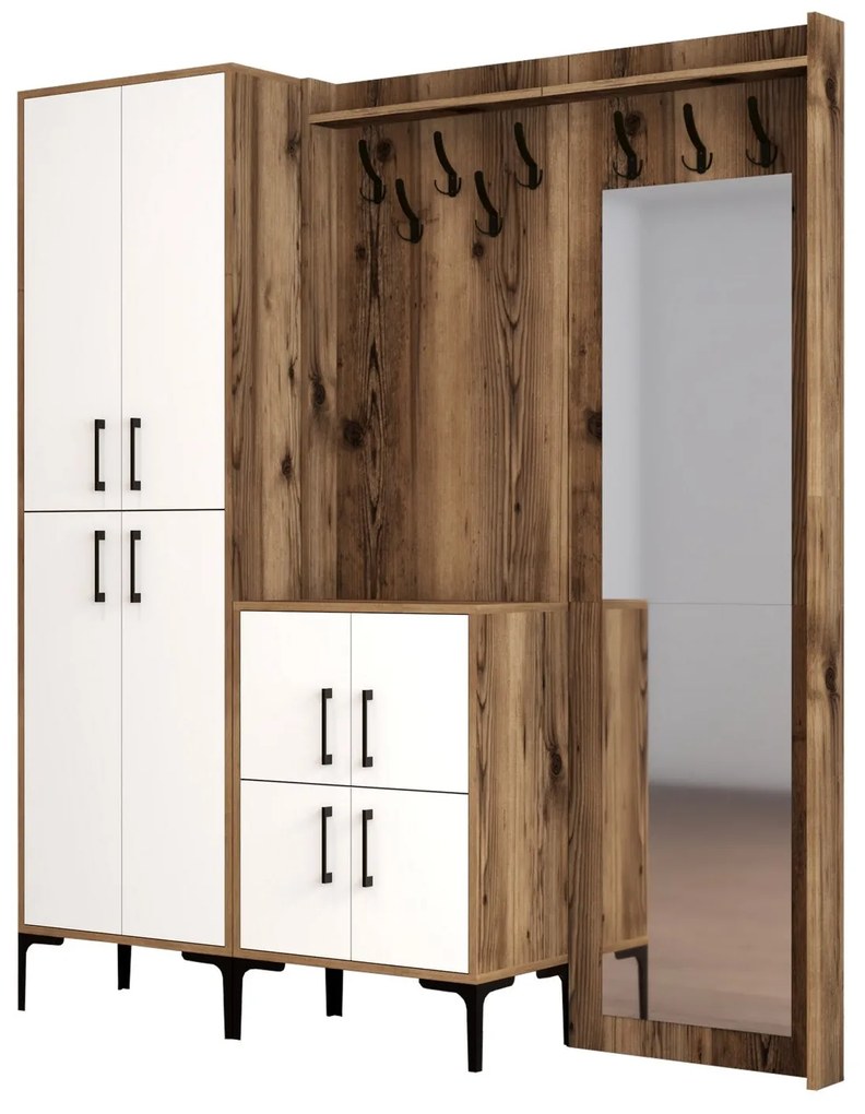 Előszobafal Berlin ABC - Walnut, White