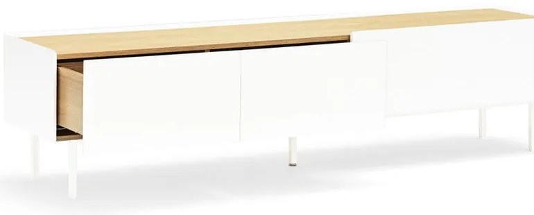 Fehér-natúr színű TV-állvány tölgyfa dekorral 180x45 cm Arista – Teulat