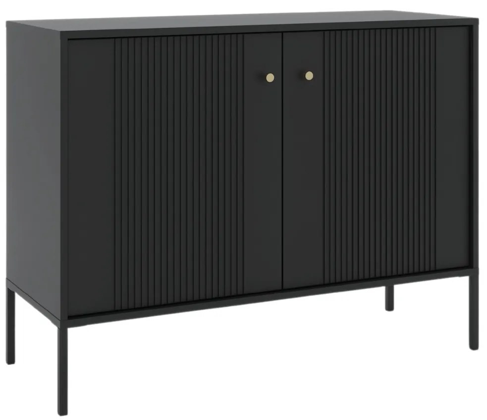 SOFT komód 104 cm, fekete, bordázott