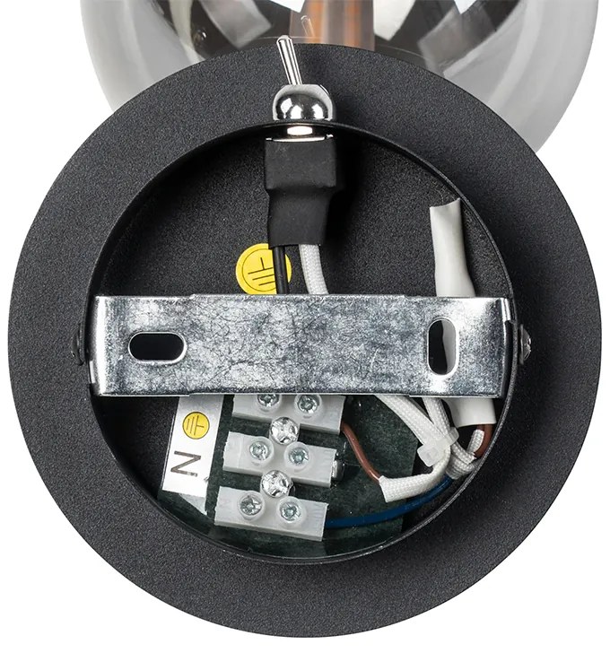 Rusztikus spotlámpa fekete állítható füstüveggel - Athén