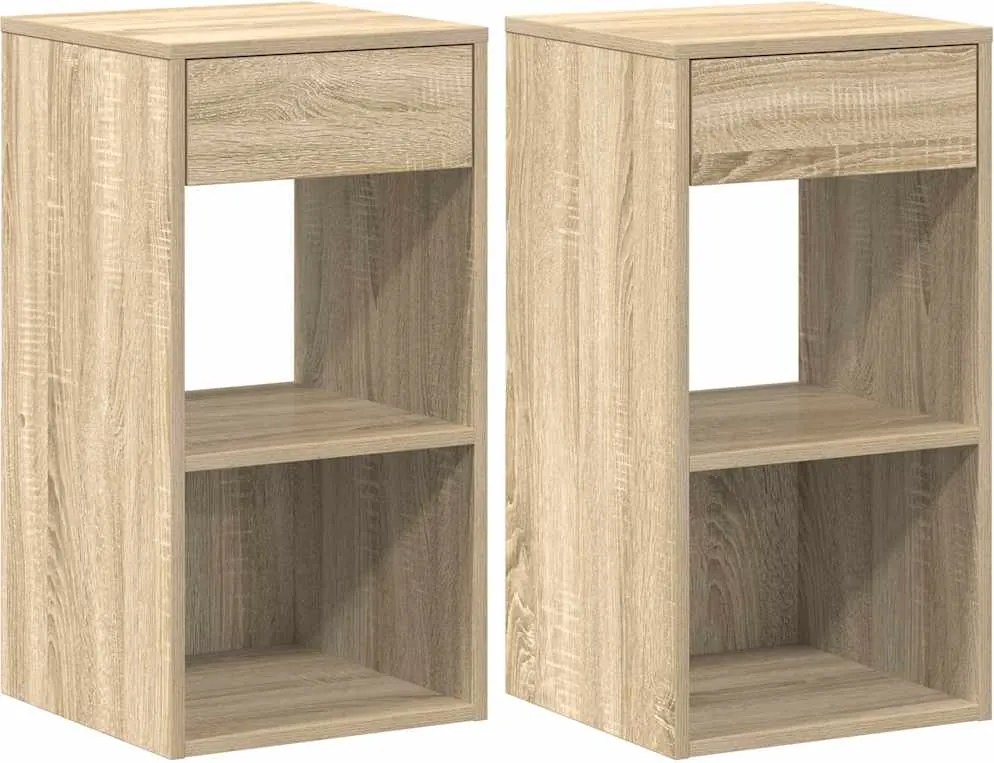 vidaXL éjjeliszekrények fiókkal 2 db sonoma tölgy 35x34x66,5 cm