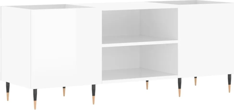 vidaXL magasfényű fehér szerelt fa hanglemezszekrény 121x38x48 cm