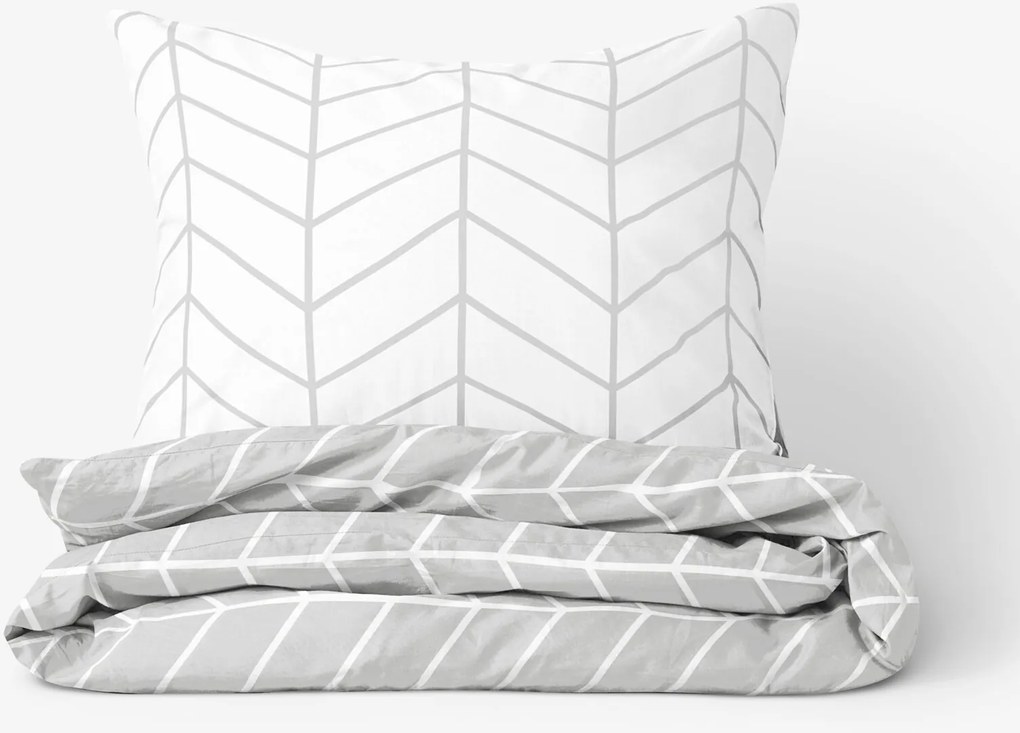 Goldea pamut ágyneműhuzat - cikcakk fehér és szürke 240 x 220 és 2db 70 x 90 cm