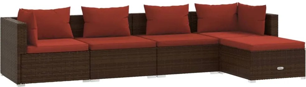 5 részes barna polyrattan kerti ülőgarnitúra párnákkal