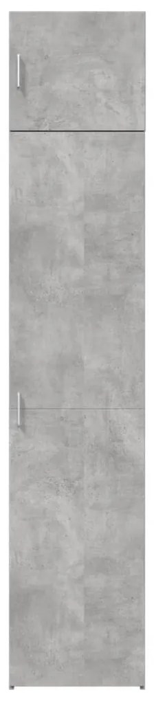 betonszürke szerelt fa vékony tárolószekrény 45 x 42,5 x 225 cm
