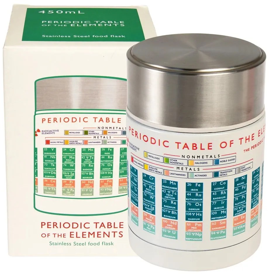 Krémszínű-ezüstszínű ételtartó gyerek termosz 450 ml Periodic Table – Rex London