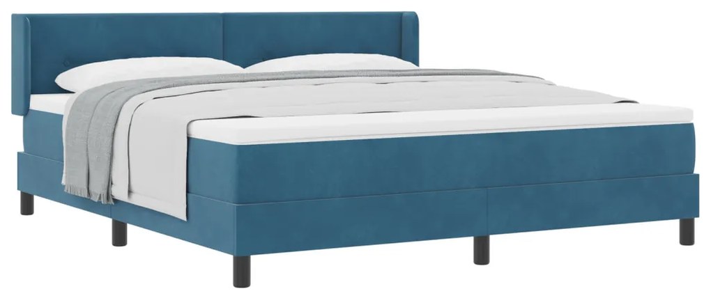 Boxspring Ágy Mattal Sötétkék 180x200 cm Bársonyos