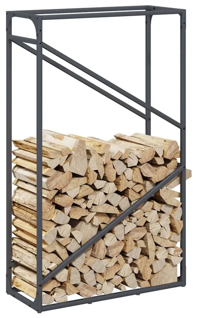 antracitszürke hidegen hengerelt acél tűzifatároló 60x25x100 cm