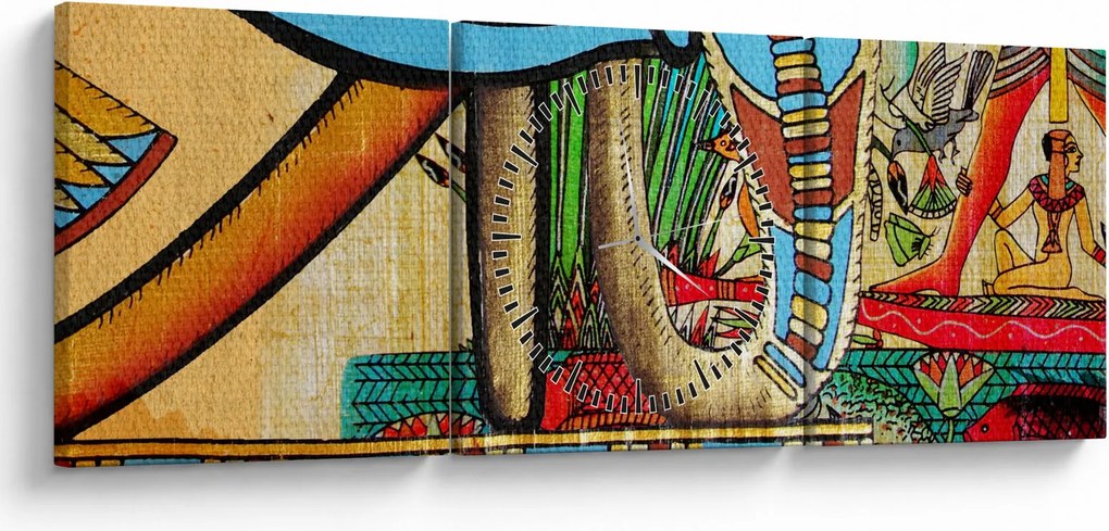 Egyiptomi motívumú kép (órával) (90x30 cm)