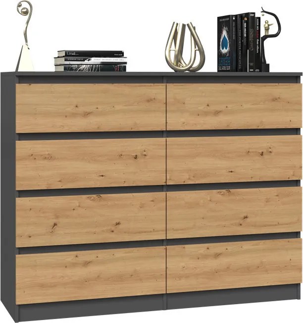 M8 120 fiókos szekrény, antracit-tölgy