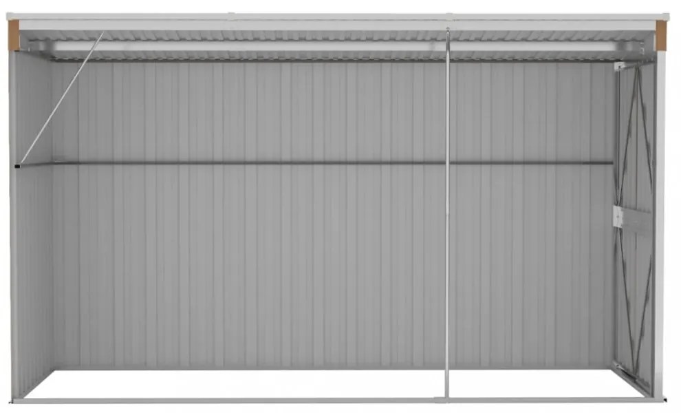 barna színű, falra szerelhető kerti fészer 118 x 288 x 178 cm horganyzott acélból