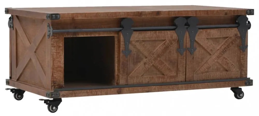 barna tömör fenyő dohányzóasztal 91 x 51 x 38 cm