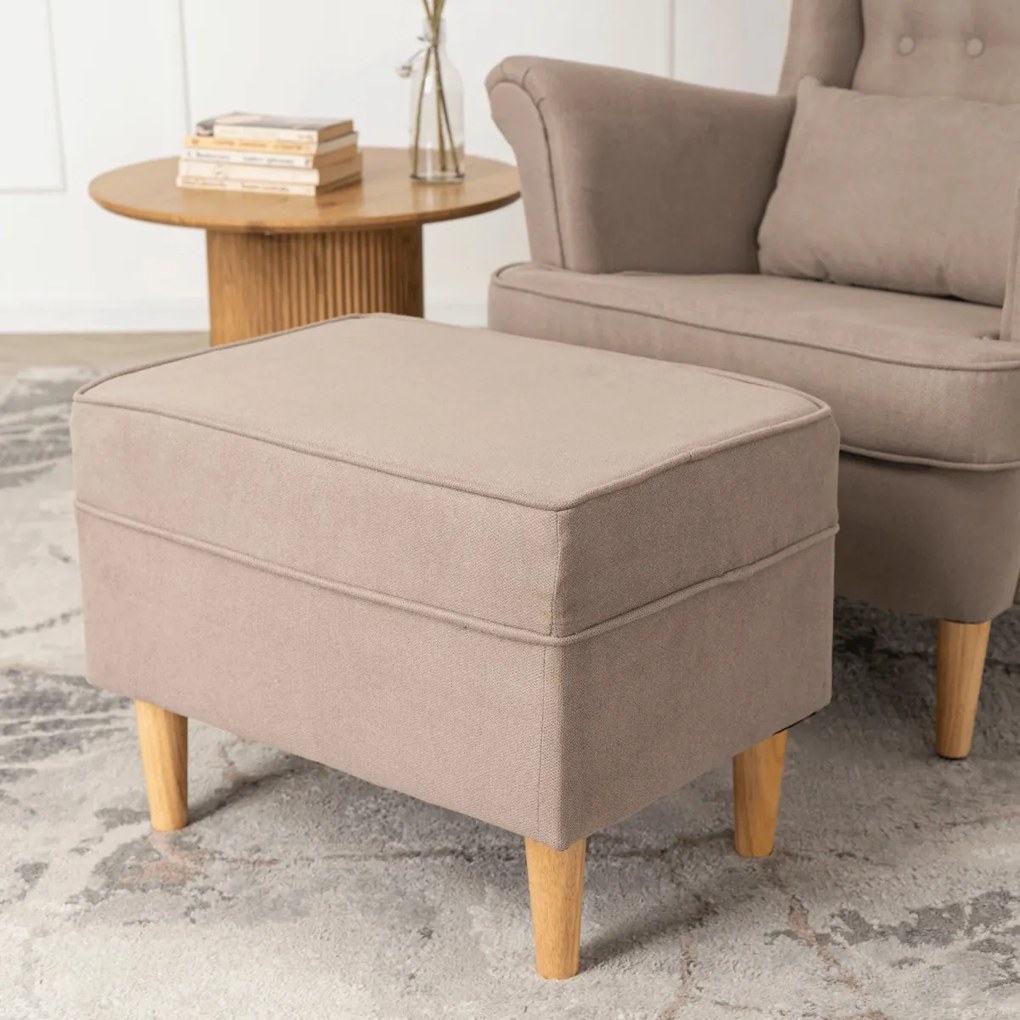 Fotel Wypoczynkowy EVAN 2 z Podnóżkiem Beżowy