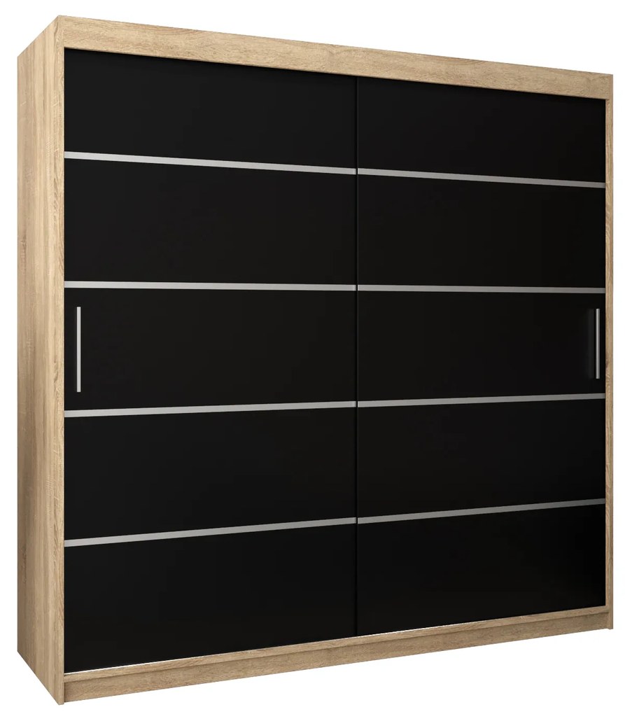 Ruhásszekrény 200 cm Verika 1 200 (szonoma tölgy + fekete). 1063738