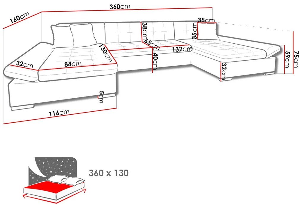 Széthúzható kanapé Agnara (öko-bőr soft 011 + lux 06 + lux 5). 1053631