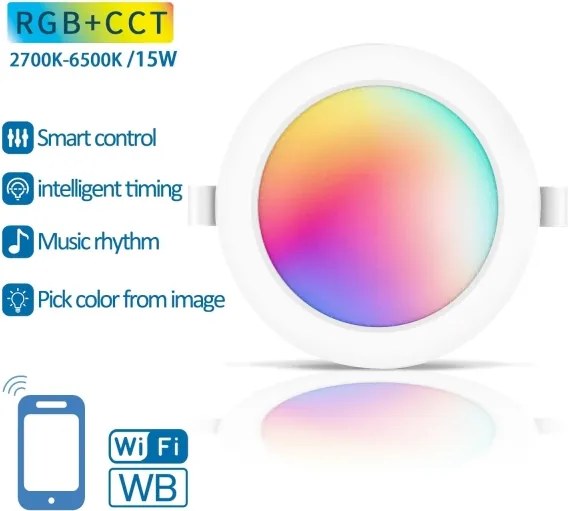 Aigostar - LED RGBW Szabályozható beépíthető lámpa LED/15W/230V 2700-6500K Wi-Fi