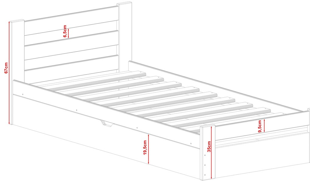 Gyerekágy 90 x 190 cm Nia (ágyráccsal és tárolóhellyel) (fehér). Akció -10%. 1012889