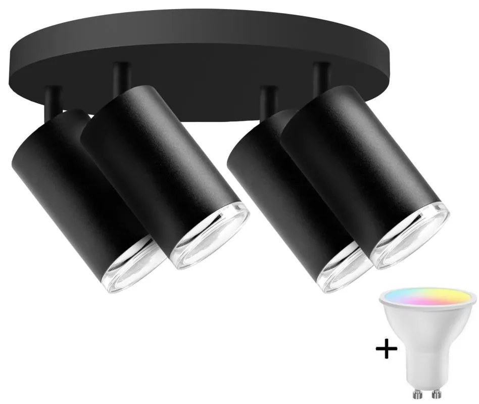 Polux LED RGBW Dimmelhető fürdőszobai spotlámpa TURYN 4xGU10/6,5W/230V IP44 fekete LEDSA1916