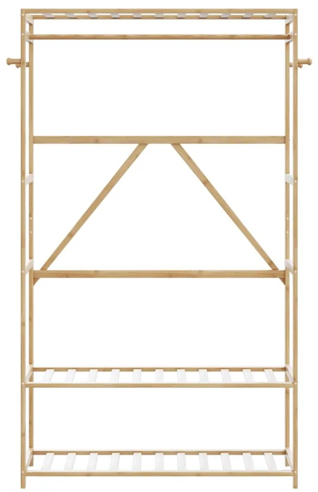 bambusz ruhaállvány polcokkal 110x40x175 cm
