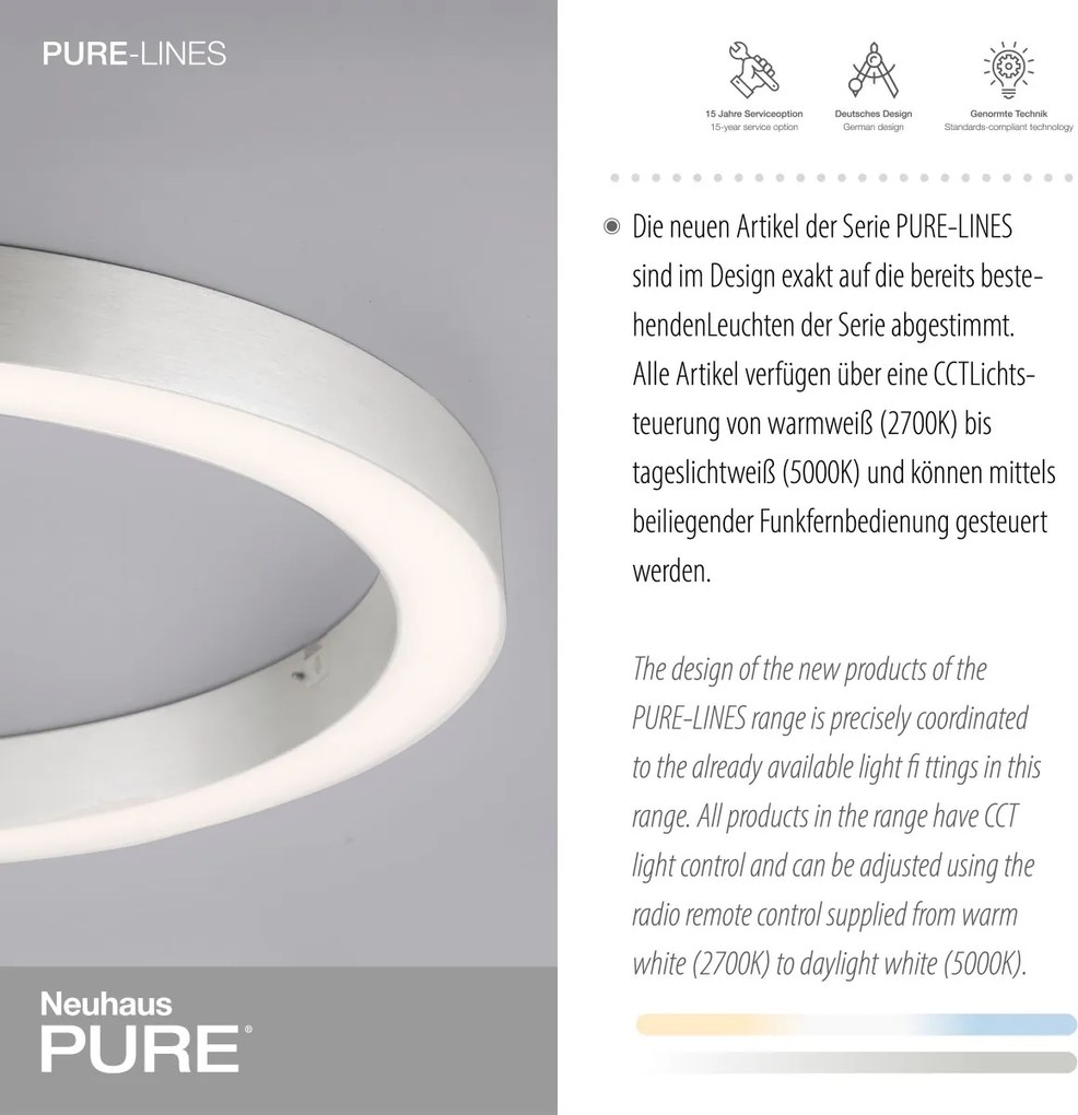 Paul Neuhaus modern mennyezeti lámpa pure-lines eloxált alumínium pln6309-95
