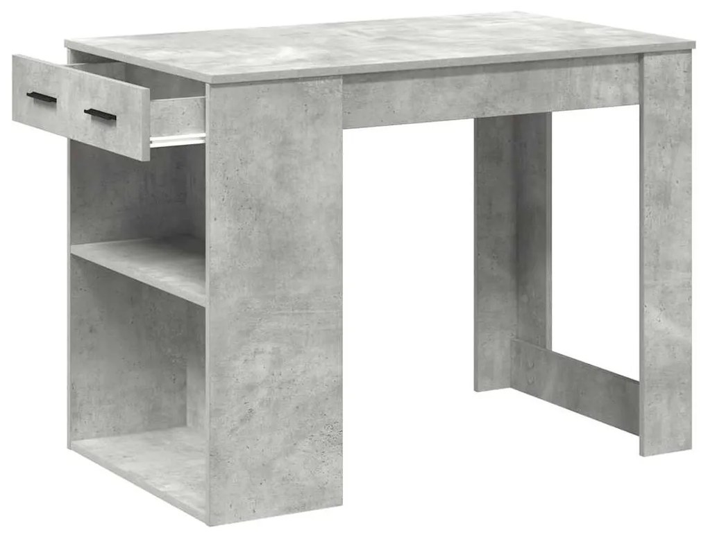 íróasztal fiókkal és polccal betonszürke 102x62x77,5 cm műfa