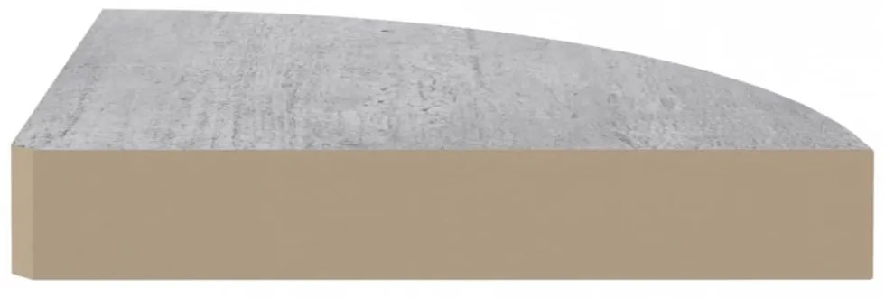 2 db betonszürke MDF fali sarokpolc 25 x 25 x 3,8 cm