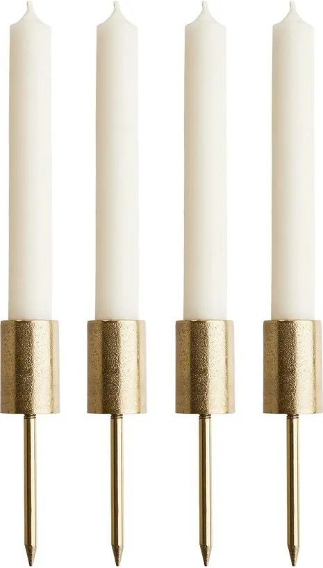 ADVENT koszorúba szúrható gyertyatartó, arany 12cm, 4 db-os készlet