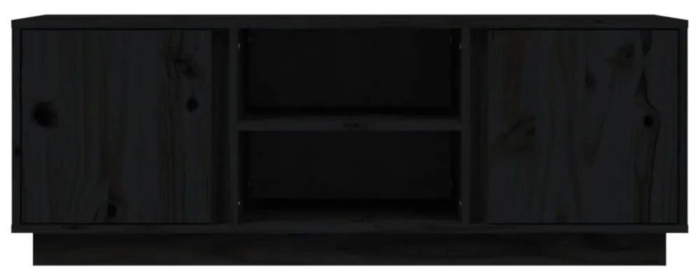 fekete tömör fenyőfa TV-szekrény 110x35x40,5 cm