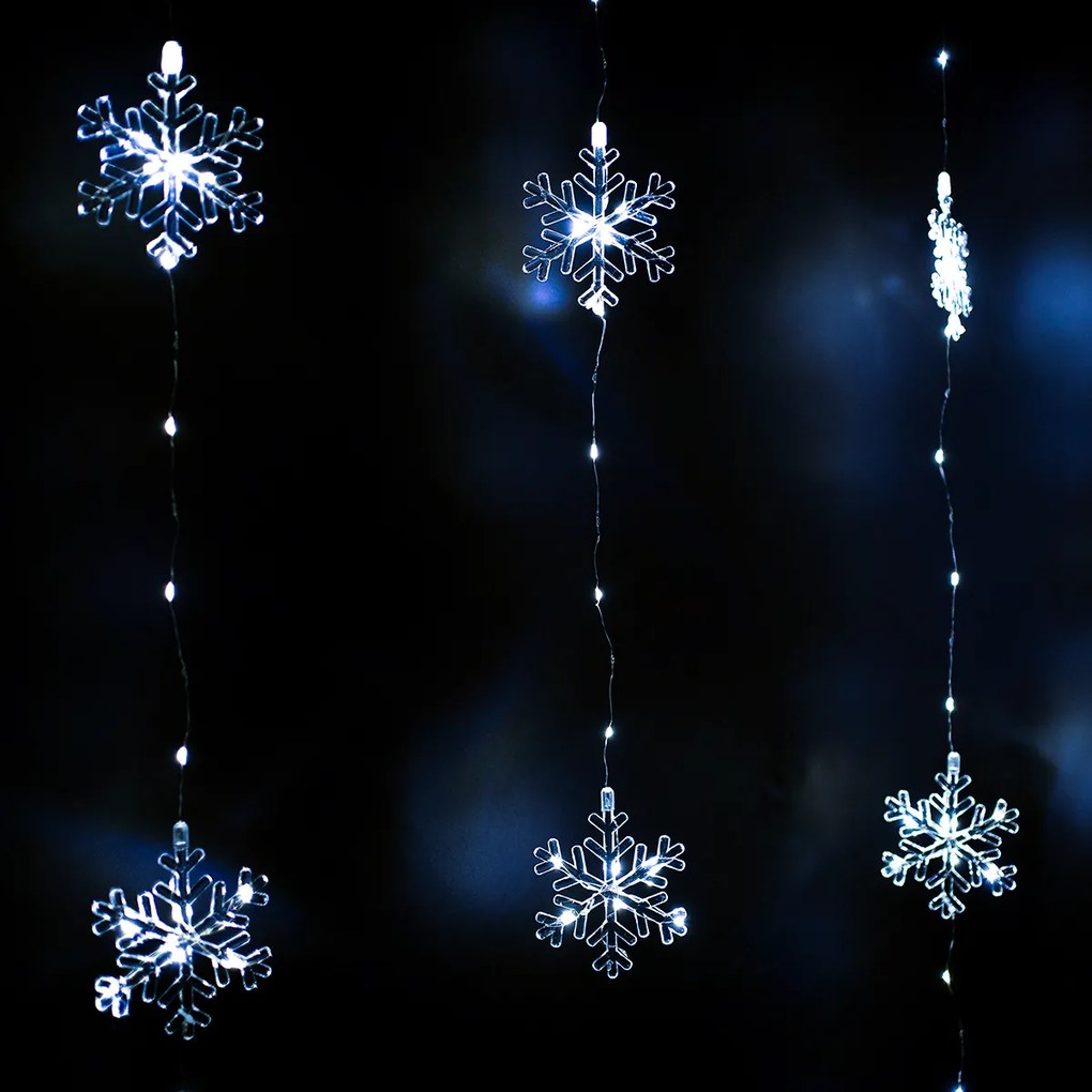 Kültéri fényfüzér Snowflakes, 120x120cm, LED,hideg fehér, időzítő, 8 funkció, elemes, 120 cm