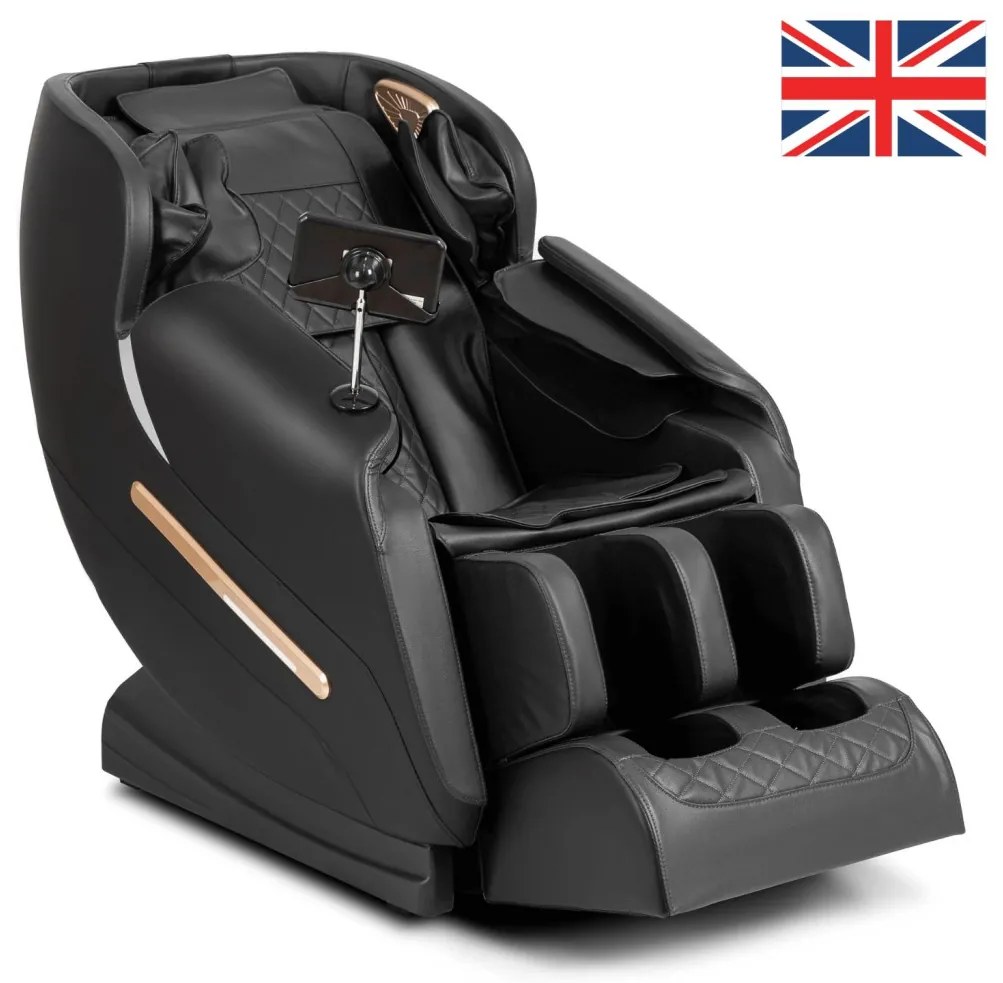 Masszázsfotel Fekete Eco-bőr Kárpittal. Angol Vezérlés - Menü. VX MAX