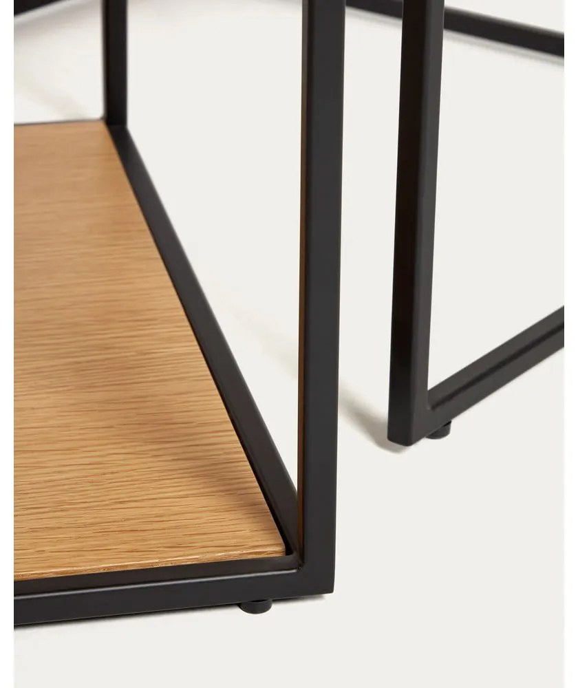 Natúr színű kerek dohányzóasztal szett tölgyfa dekoros asztallappal, 2 db-os 50x100 cm Yoana – Kave Home