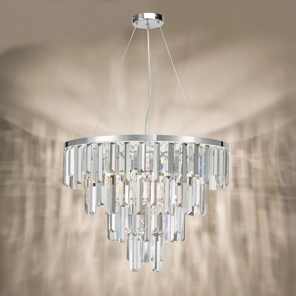 Dar Lighting glamour kristály modern függeszték fuentes csiszolt króm darfue0550