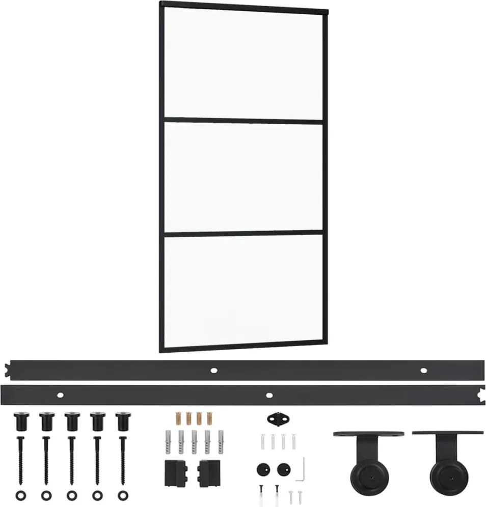 vidaXL ESG üveg és alumínium tolóajtó fémszerelvény-szettel 102x205 cm