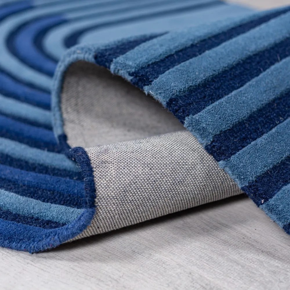 Sötétkék kézi szövésű gyapjú szőnyeg 200x290 cm Conway Retro – Flair Rugs