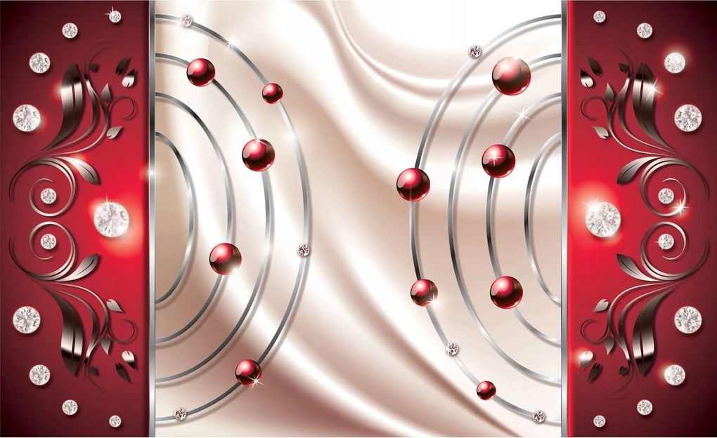 Fotótapéta Vörös Gömbök Gyémánt &amp; Selyem 250x175 Elegancia és csillogás +ragasztó