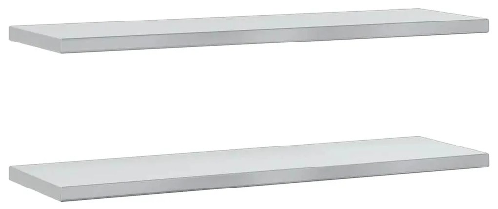 2 db ezüstszínű rozsdamentes acél fali polc 100 x 30 x 3 cm